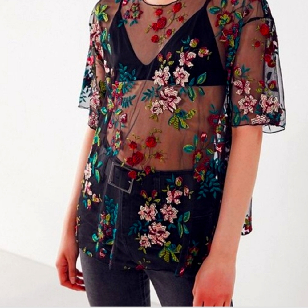 Kimchi Blue sheer embroidered blouse
